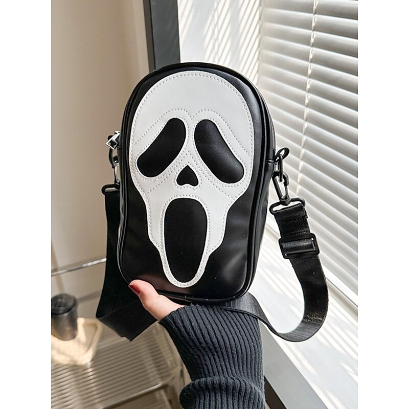 Women's Halloween Ghost Face Crossbody Bag – Faux Leather Scary Shoulder Purse for Cosplay, Costume Parties and Daily Casual Wear4