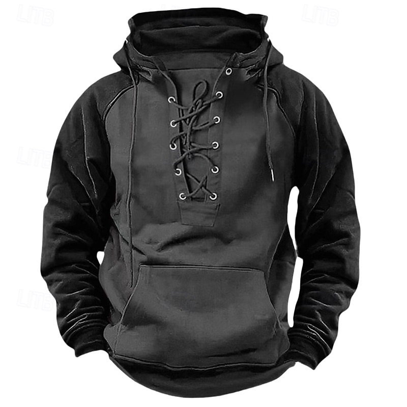 Men's Hoodie Tactical Hoodie Wine Red Black Army Green Navy Blue Khaki Hooded Plain Lace up Zipper Color Block Sports & Outdoor Casual Daily Streetwear Cool Sportswear Spring &  Fall Clothing Apparel4