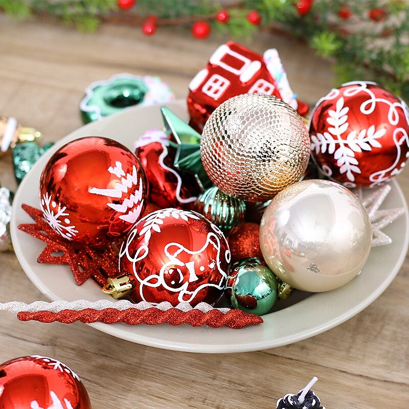 45 pcs Christmas Tree Balls Baubles Ornaments, Xmas Decoration, Painted Gingerbread Man Hanging Set, Festive Holiday Tree Decor4