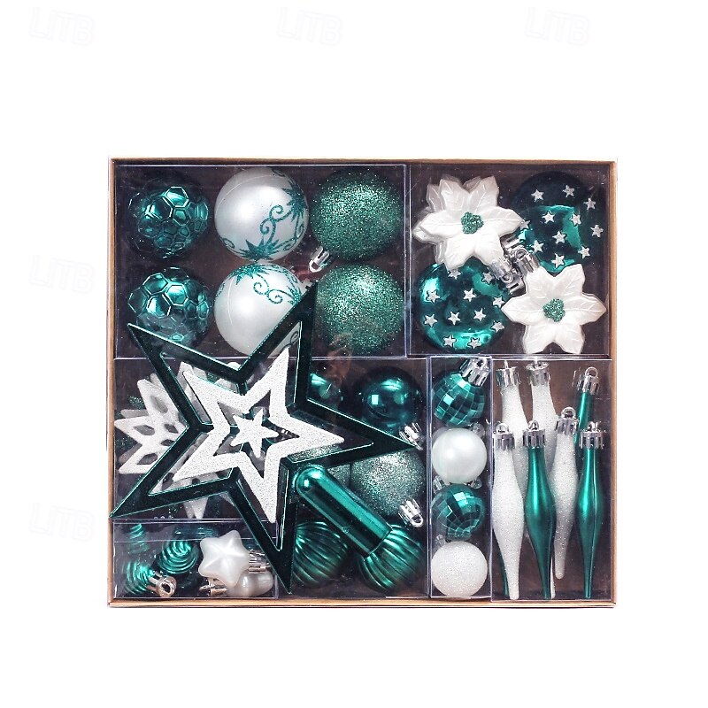 58 pcs Christmas Tree Balls Baubles Ornaments, Xmas Decoration, Painted Christmas Ball Hanging Set, Festive Holiday Tree Decor4