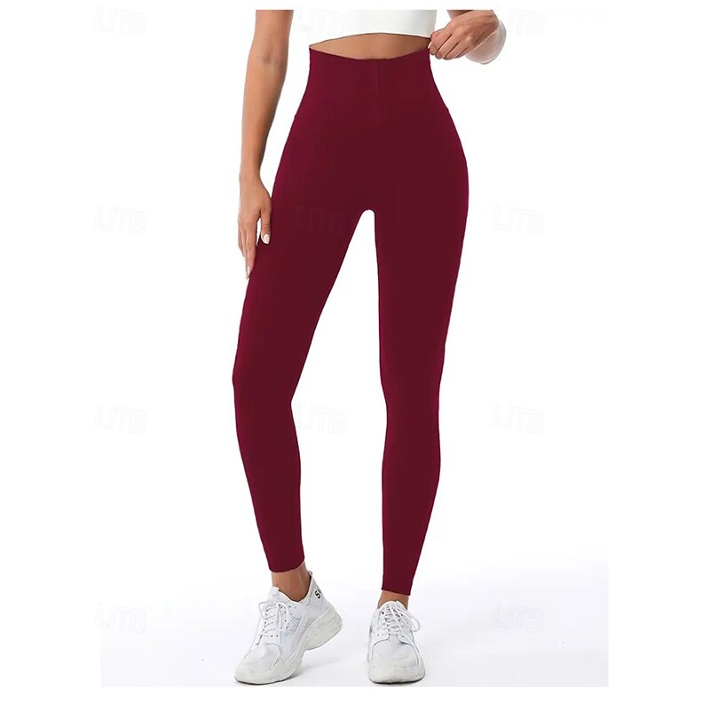 Women's Slacks Leggings Cozy Leggings Streetwear Casual Full Length Natural Plain Elastic Waist Soft Street Holiday Daily Wear Wine Apricot Grey Black Fall Regular Fit2