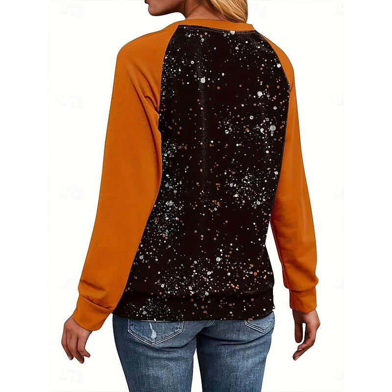 Halloween Women's Sweatshirts Pumpkin Graphic Letter Fashion Casual Long Sleeve Crew Neck Round Neck Regular Tops Casual Print Orange Summer Spring Fall2