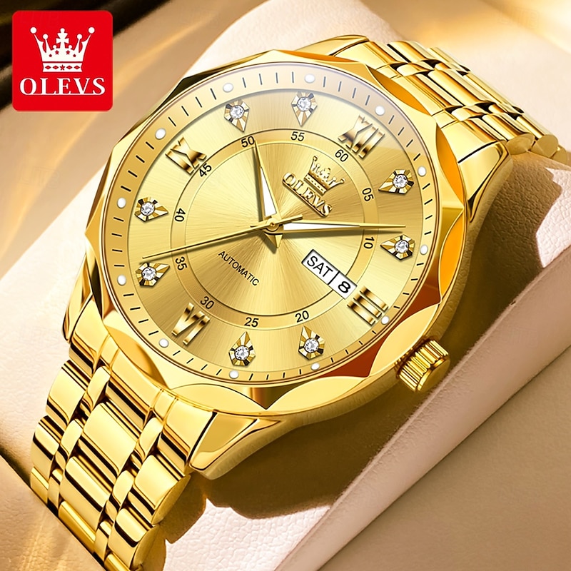 OLEVS 6727 Mens Watch Original Luxury Automatic Mechanical Watch Waterproof Calendar Week Stainless Steel Watch3