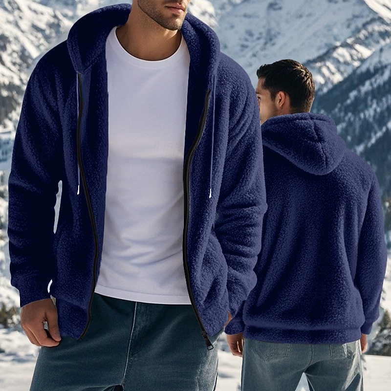 Men's Hoodie Full Zip Hoodie Fleece Hoodie Black Navy Blue Khaki Gray Hooded Plain Oversized Sports & Outdoor Casual Daily Streetwear Cool Sportswear Fall Winter Clothing Apparel Hoodies Sweatshirts3