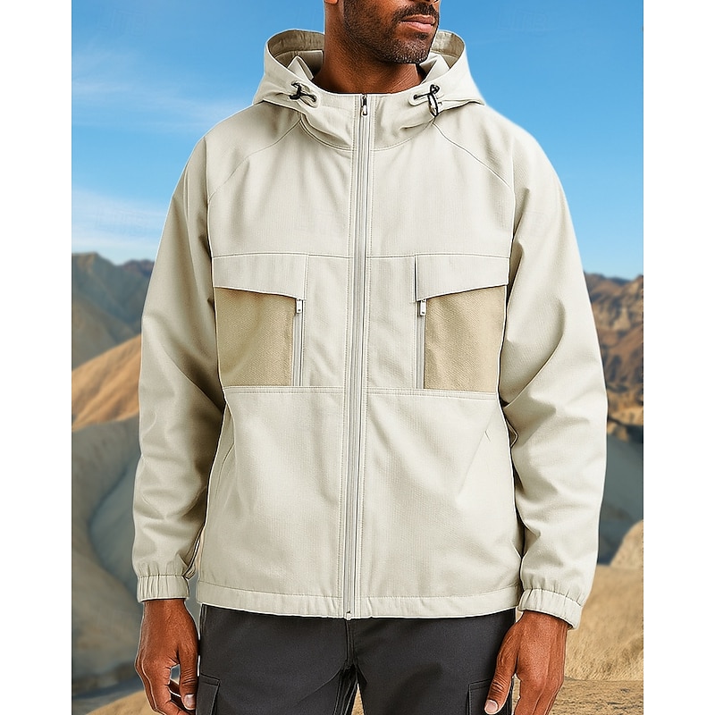 Men's Windbreaker Softshell Jacket Hiking Jacket Outdoor Waterproof Windproof Hiking Outfits Hiking Clothes Spring Autumn / Fall Top Camping / Hiking / Caving Running Solid Color Black White Red