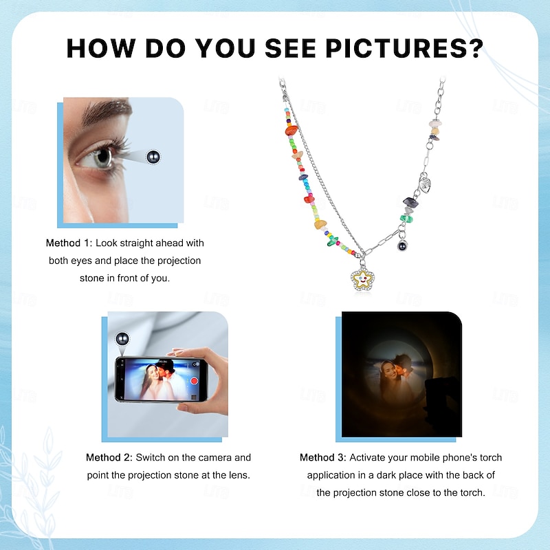 Personalized Projection Necklace Custom Photo Colorful Beaded Jewelry, Custom Picture Pendant, Cute and Trendy Projection Jewelry, Perfect Valentine’s Day Gift for Girlfriend4