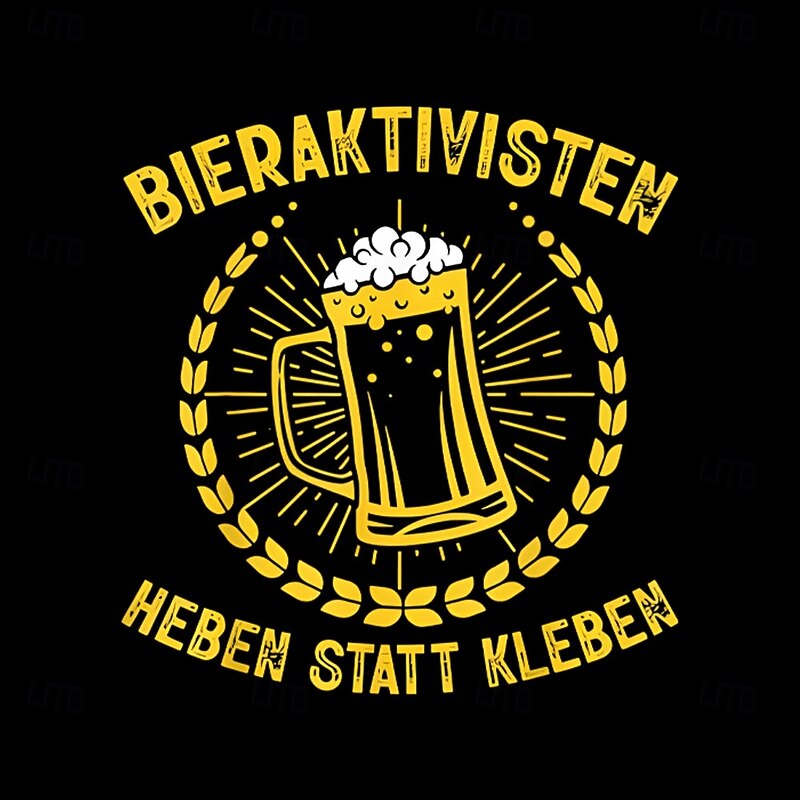 Men's Short Sleeve Graphic T-Shirt: Beer Activists 'Lift Instead of Stick' Funny German Lifestyle Tee2