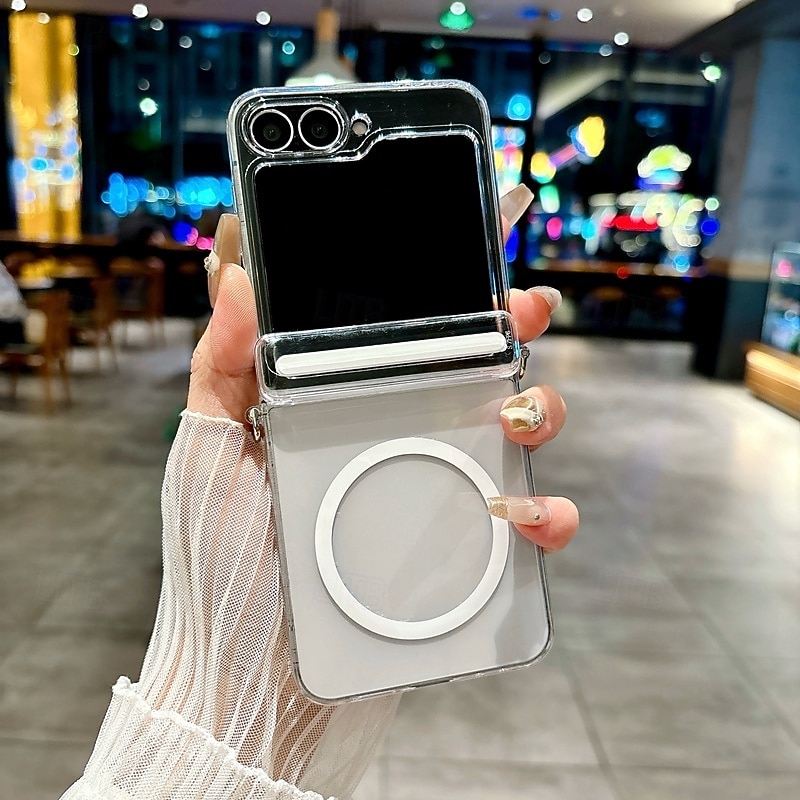 Phone Case For Samsung Galaxy Z Flip 7 Z Flip 6 Z Flip 5 Back Cover with Lanyard Support Wireless Charging Shockproof Retro PC4