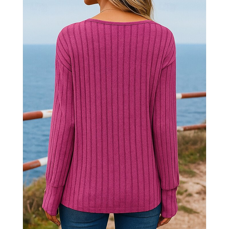 Women's Pullover Sweatshirt Casual Tops Long Sleeve Top Athleisure Fall V Neck Solid Colored Fashion Outdoor Travel Sportswear Activewear Black Green Khaki2