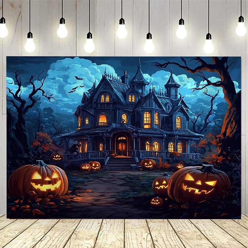 Halloween Backdrop Gothic Castle Staircase Tapestry, Dark Fantasy Medieval Architecture Wall Hanging with Candlelight, Haunted Mansion Decor for Halloween Party, Bedroom, Living Room,  2025 Halloween Large Polyester Fabric Wall Art3