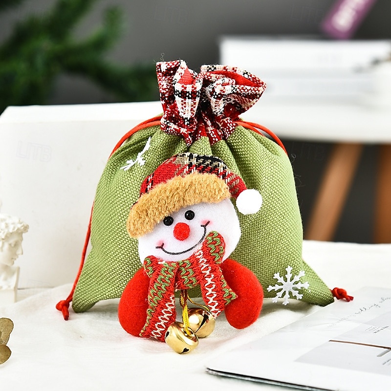 Christmas Bell Handbag 3D Doll Candy Bag Holiday Drawstring Gift Pouch Christmas Present Tote Apple Design Festive Party Decoration Home Seasonal Accessory2