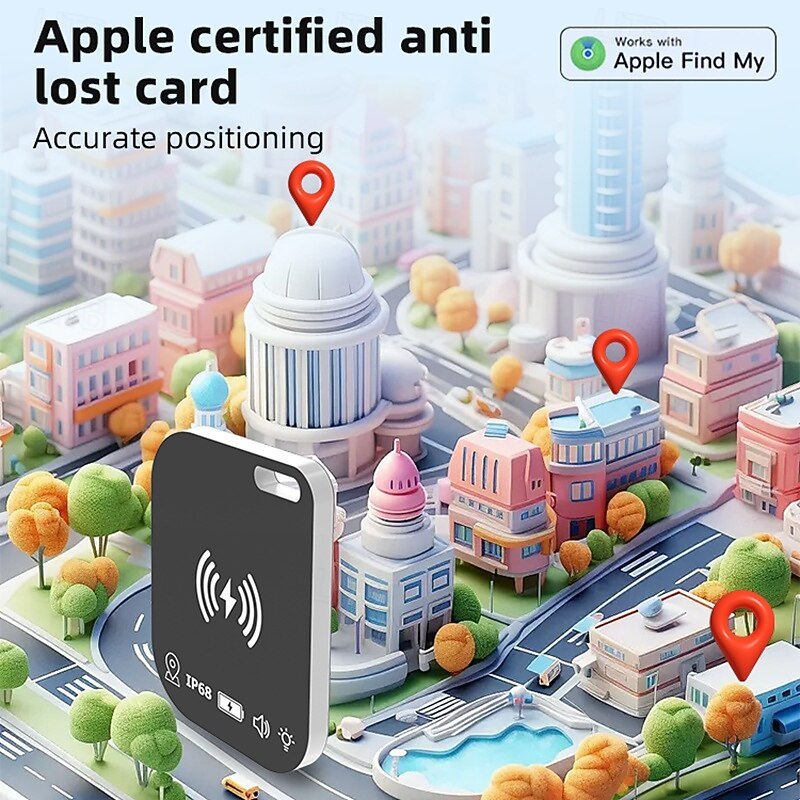 Bluetooth Tracke(iOS Only) IP68 Waterproof Rechargeable Smart Tag Key Finder Locator with Sound Item Tracker Card for Key Wallet Luggage Backpack Suitcases Passport2