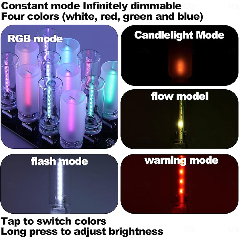 Car USB Night Light Touch Dimmable Mood Light Plug in USB Cars Interior Light 4 Colors Mini LED Bulb Night Lights for Car Camping Party Holiday Decoration Bedroom (10pcs 5pcs)4