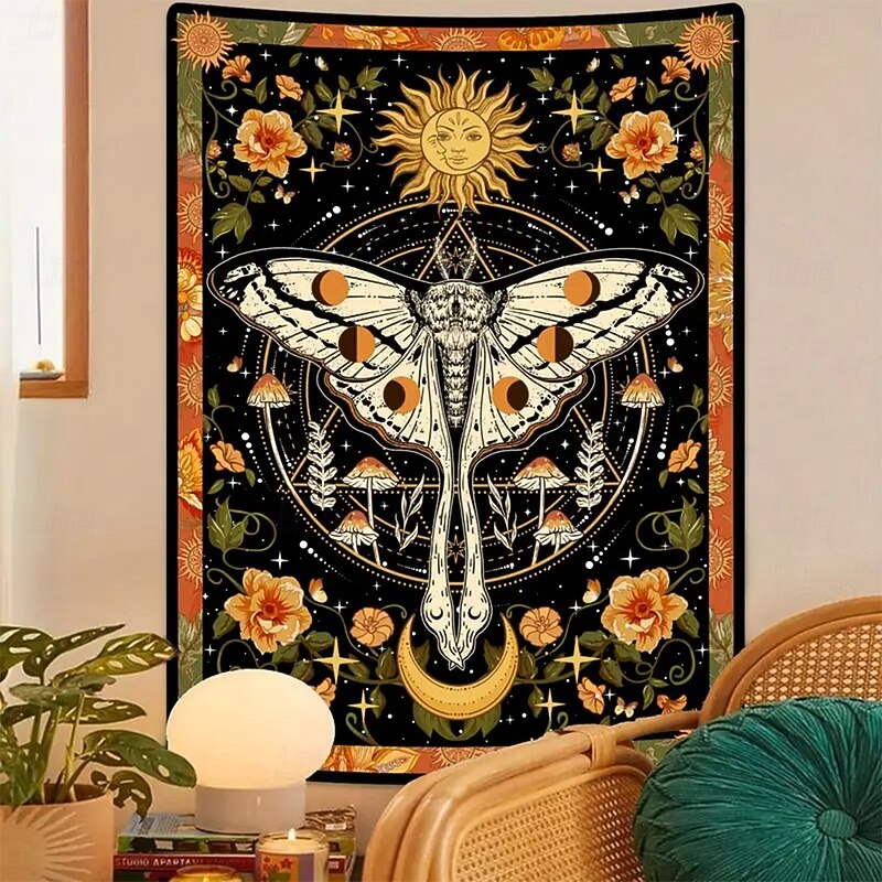 Tapestry Blanket Wall Hangings Sun Butterfly Vacation Ethnic Mystic Bedroom Living Room Dorm Home Decor4