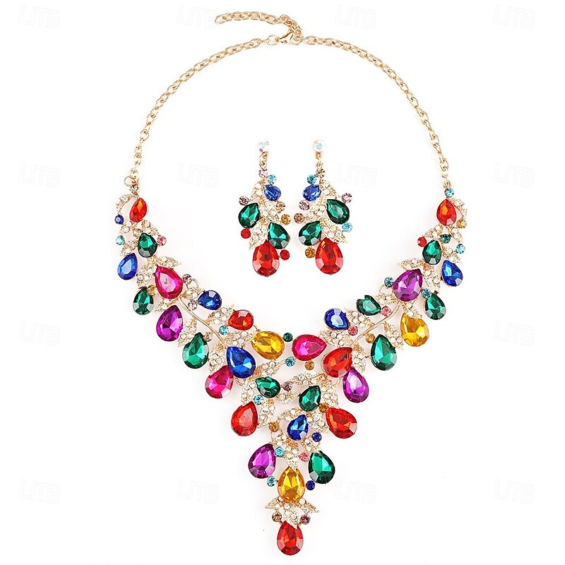 Jewelry Set Two-piece Suit Chrome Earrings Necklace Women's Elegant Vintage Fashion Vintage Style Classic Jewelry Set For Wedding Party Wedding Guest3