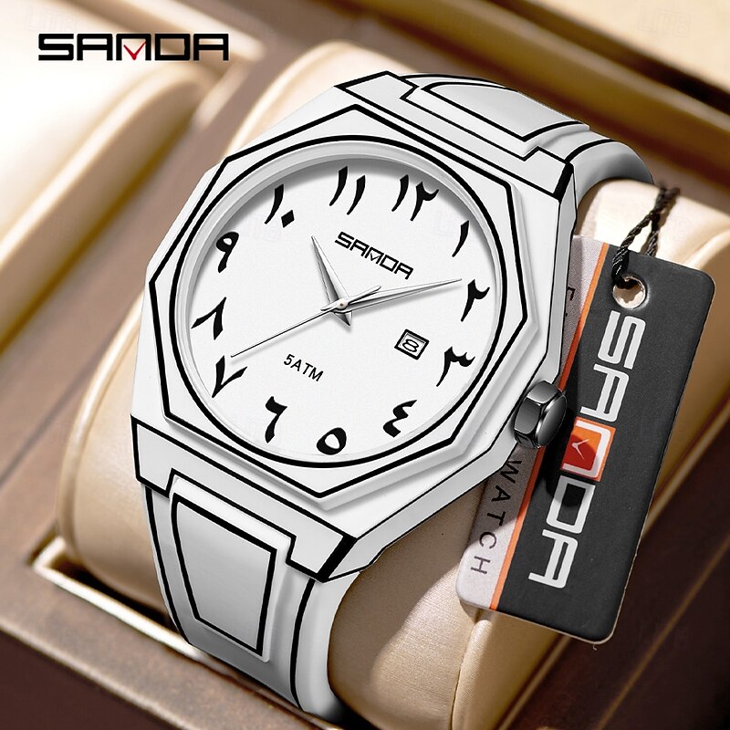 SANDA Women Men Kids Quartz Watch Luxury Large Dial Fashion Business Luminous Calendar Waterproof Silicone Watch2