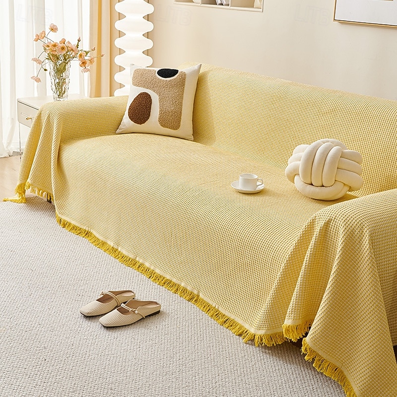 Chenille Couch Cover for Pets, Pet Friendly Anti-Scratch Sofa Slipcover Protector, Decorative Sofa Throw Blanket for Living Room