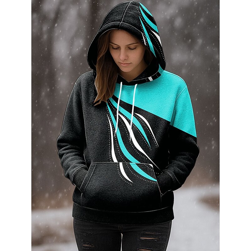 Women's Pullover Hoodie Sweatshirt Graphic Geometric Abstract Casual Long Sleeve Hooded Regular Tops Party Evening Wear Street Dailywear Red Blue Purple Orange Green Spring Fall Winter3