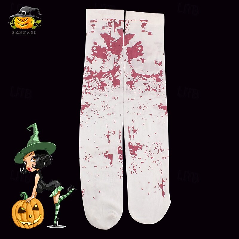 2 pairs Skeleton Skull Halloween Gloves Socks Thigh High Stockings Glow in the Dark Horror Scary Costume Adults' Women's Halloween Carnival Performance Party Easy Halloween Costumes Dress Up4