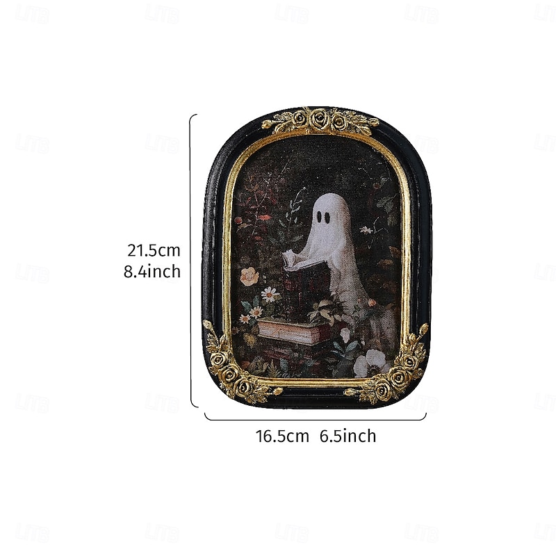 Halloween Resin Ghost Picture Frame – Arched Rose Design Tabletop Decor for Bedroom, Office, Bookshelf – Spooky Halloween Home Decoration & Photography Prop2