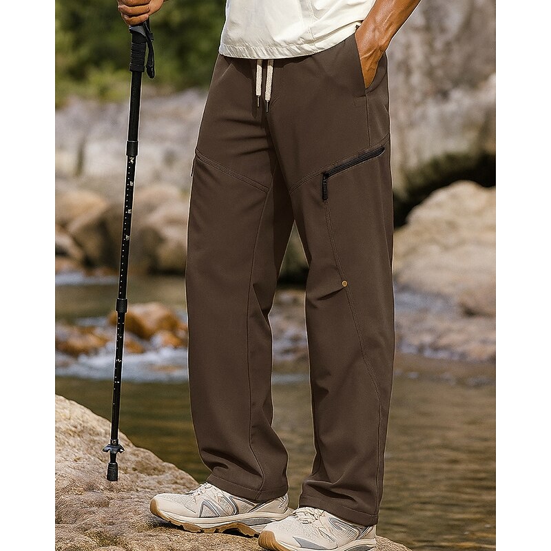 Men's Hiking Pants Trousers Hiking Rain Pants Waterproof pants Outdoor Regular Fit Waterproof Windproof Bottoms Pocket Black Coffee Camping / Hiking Running S M L XL XXL4