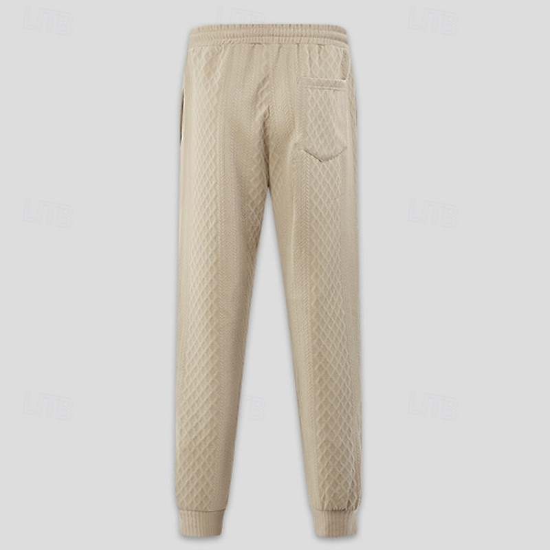 Men's Sweatpants Joggers Trousers Casual Pants Jacquard Drawstring Elastic Waist Solid Colored Moisture Wicking Breathable Full Length Outdoor Casual Daily Fashion Classic Style Black Navy Blue3