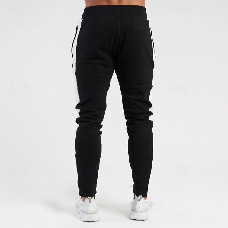 Men's Sweatpants Athletic Pants Active Pants Trousers Casual Pants Drawstring Elastic Waist Color Block Moisture Wicking Breathable Full Length Outdoor Daily Running Fashion Classic Style Black White4