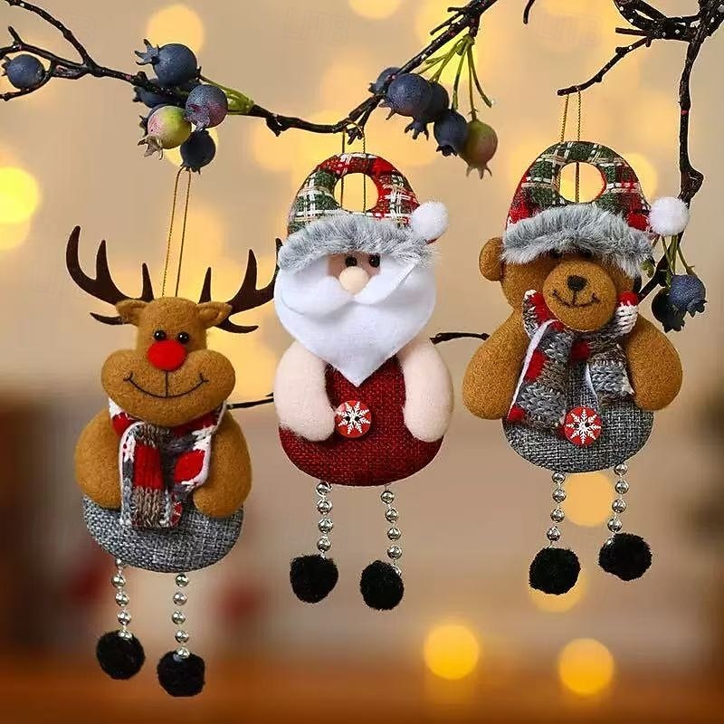 4pcs Christmas Plush Ornaments Decorations – Santa Claus Fabric Ornaments, Small Hanging Accessories for Christmas Tree, Gifts, Home and Holiday Decor2
