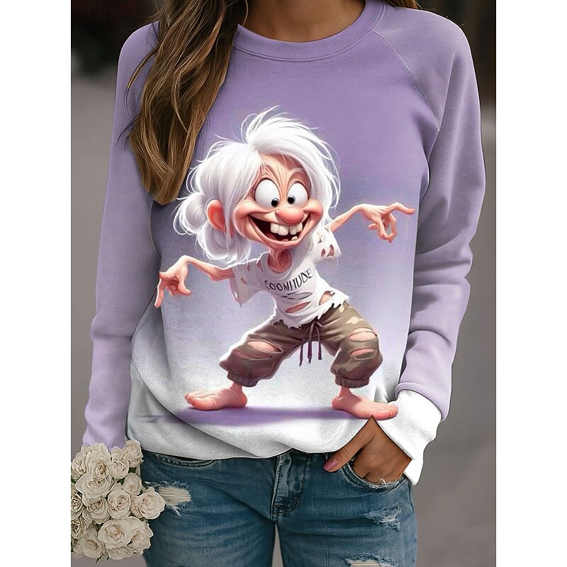 Women's Pullover Graphic Casual Long Sleeve Crew Neck Regular Tops Casual Pink Purple Green Gray Fall Winter4