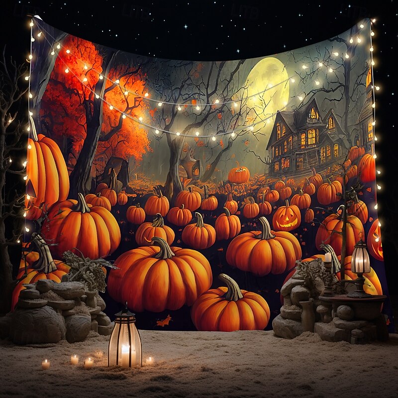 Halloween Tapestry Blanket Wall Hangings Pumpkin 3D Dark Punk Gothic Style Bedroom Living Room Dorm Home Decor3