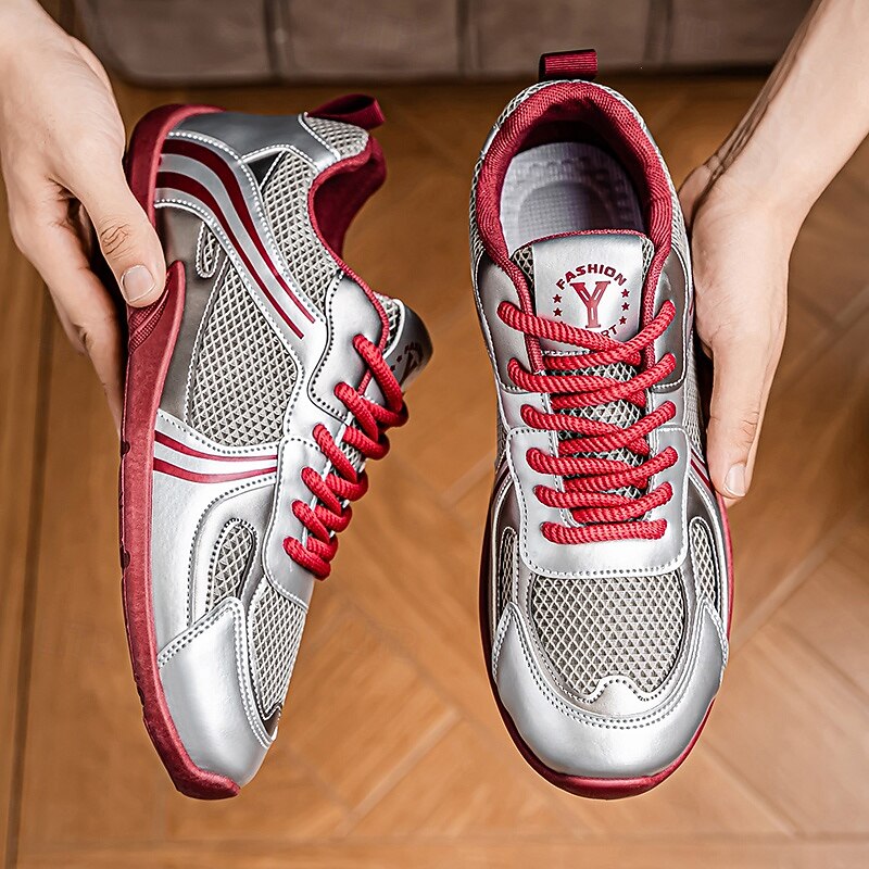 Men's Red and Silver Running Shoes – Lightweight Athletic Sneakers for Sports, Workouts and High-Energy Activities4