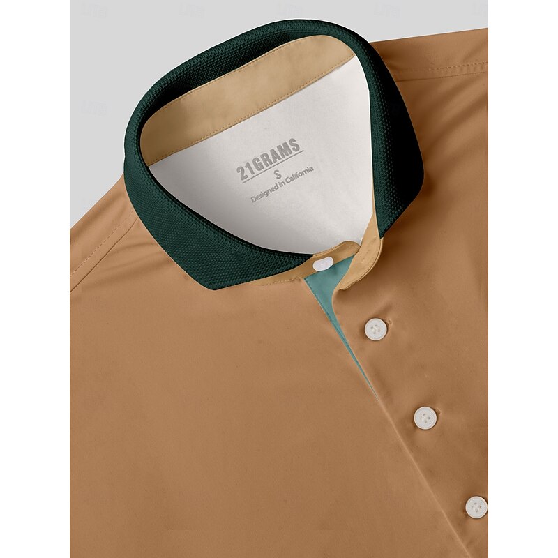 Men's Golf Polo Shirt khaki Short Sleeve Top Golf Attire Clothes Outfits Wear Apparel3