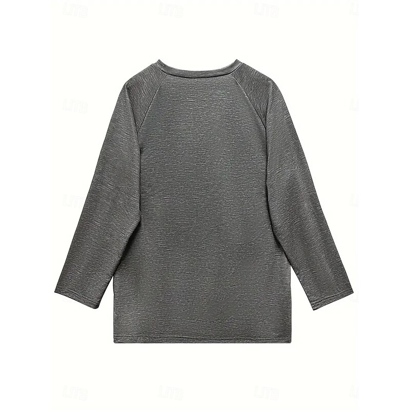 Women's T Shirt Graphic Animal Geometric Vintage Stylish Classic Long Sleeve Crew Neck Round Neck Long Tops Daily Print Gray Spring Fall2