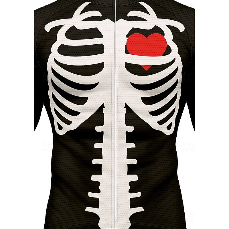 Men Tops Cycling Jersey Graphic Skull Halloween Long Sleeve Bike Jersey Top with 3 Rear Pockets Mountain Bike MTB Road Bike Cycling Sun Sun Protection Quick Dry Reflective Strips Sports Black3