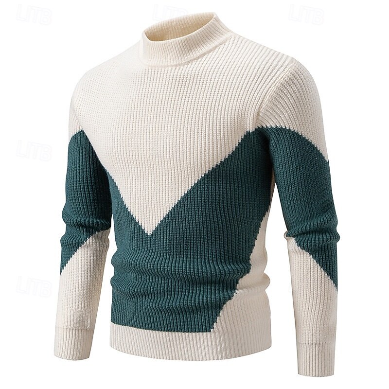 Men's Sweater Pullover Sweater Jumper Ribbed Knit Regular Tops Knitted Slim Fit Plain High Neck Knitwear Contemporary Casual Daily Wear Clothing Apparel Fall Black White L XL 2XL4