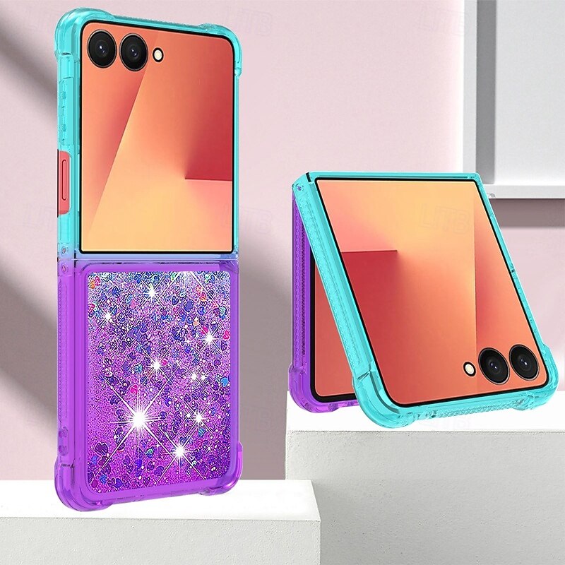 Phone Case For Samsung Galaxy Z Flip 7 Z Flip 6 Z Flip 5 Z Flip 4 Back Cover Wallet Case Bling Glitter Shiny Shockproof Color Gradient PC