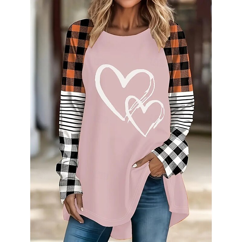 Halloween Women's T Shirt Skulls Graphic Geometric Pumpkin Vintage Stylish Classic Long Sleeve Crew Neck Round Neck Regular Tops Daily Print Pink Orange Spring Fall4