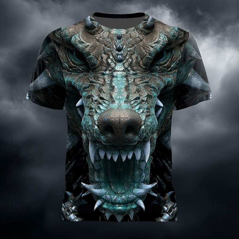 Men's Dragon 3D T Shirt Short Sleeve T shirt 3D Print Crew Neck Shirt Designer Fantasy Party Holiday Red Blue Summer Spring Clothing Apparel S M L XL XXL XXXL4
