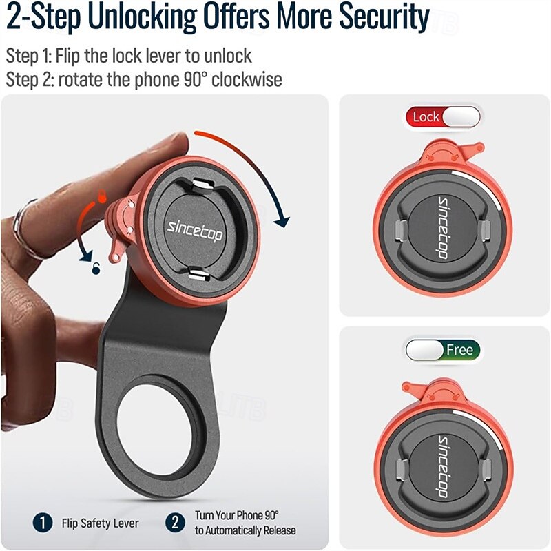 Bike Phone MountMountain Bicycle Stem Phone HolderAluminum Handlebar Cell Phone ClampGravel/MTB/Road E-Bike Cycling Cell Phone ClipQuick Release Attach/Detach4