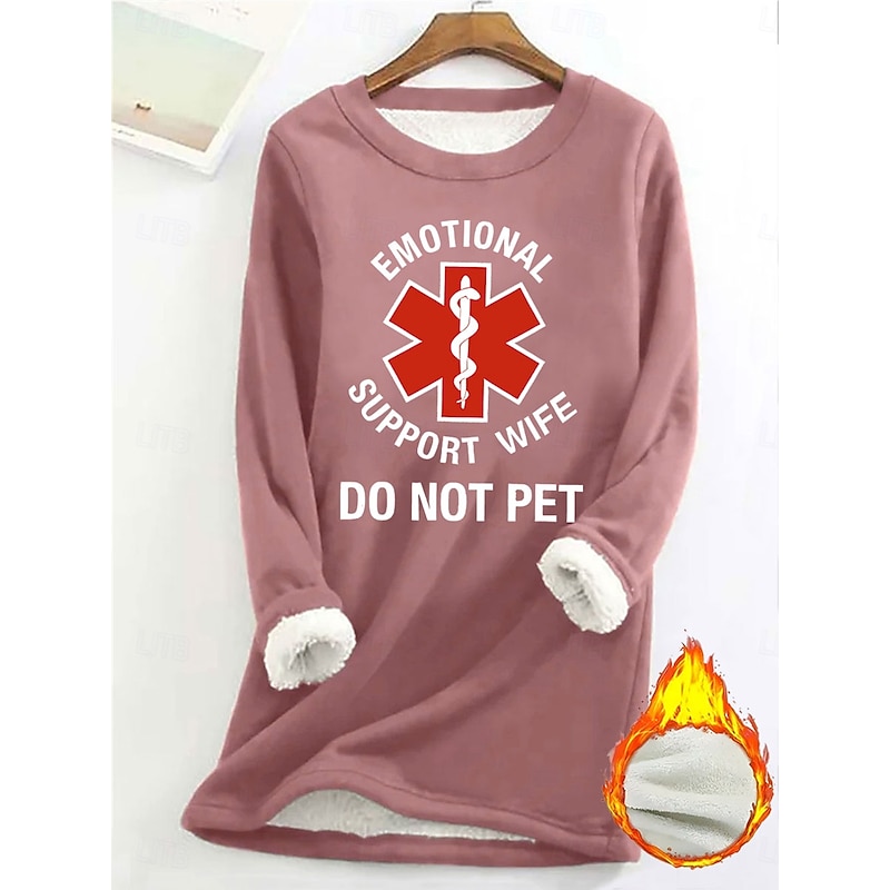 Women's Pullover Sweatshirt Graphic Letter Warm Casual Fuzzy Long Sleeve Round Neck Long Tops Street Casual Drawstring Print Black Pink Dark Pink Red Blue Spring Fall Winter4