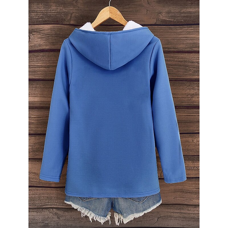 Women's Pullover Hoodie Sweatshirt Graphic Letter Warm Casual Sherpa Fleece Long Sleeve Hooded Long Tops Street Dailywear Casual Print Pink Dark Pink Red Blue Gray Fall Winter2