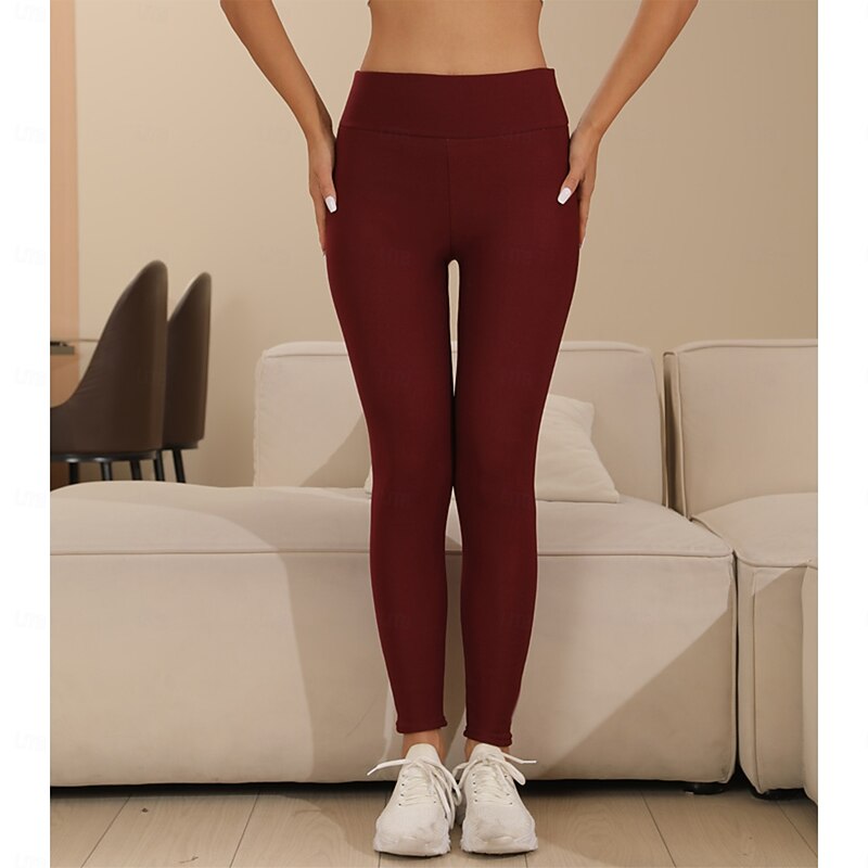 Women's Winter Fleece-Lined Thickened High-Waisted Skinny Stretchable Leggings for Outer Wear Slim-Fit Pants4