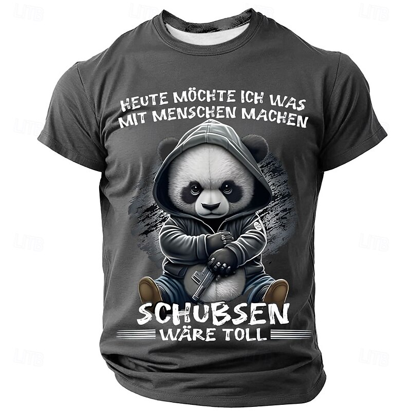 Men's Funny Panda Graphic T-Shirt - 'Today I Want to Push People' Sarcastic Quote Lifestyle Tee Short Sleeve