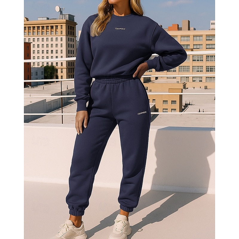 Women's Tracksuit Sweatpants Sportswear with Pocket Solid Colored Clothing Suit Fall & Winter Dark Grey White Outdoor Travel Sports Fashion Long Sleeve Sport Activewear Micro-elastic Loose Fit4