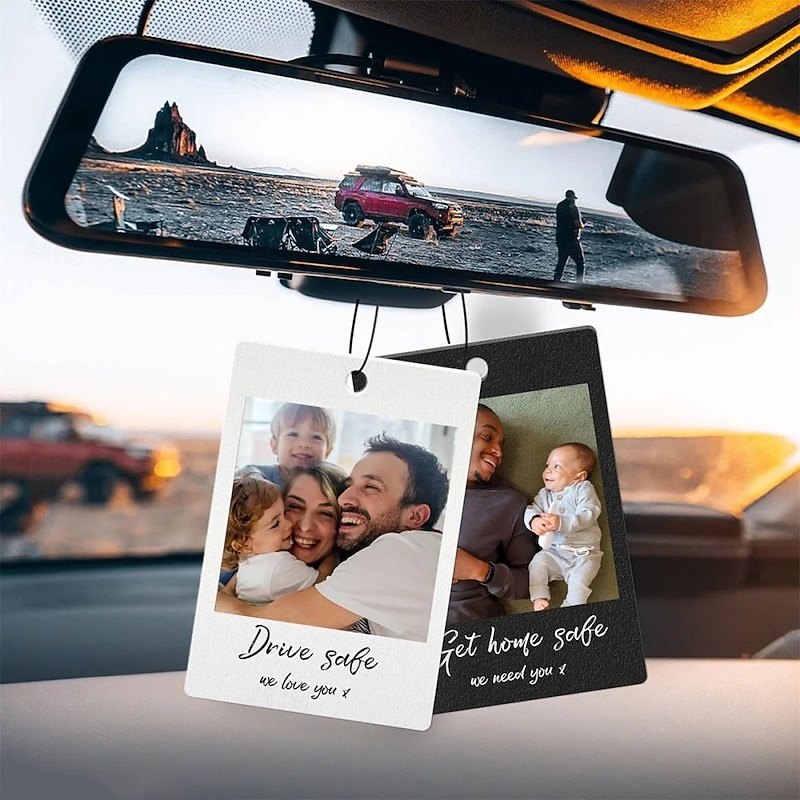 Personalized Car Photo Ornament Custom Best Christmas Gift for Dad Family Couple  Acrylic Rearview Mirror Accessory Father's Day Mother's Day Wedding2