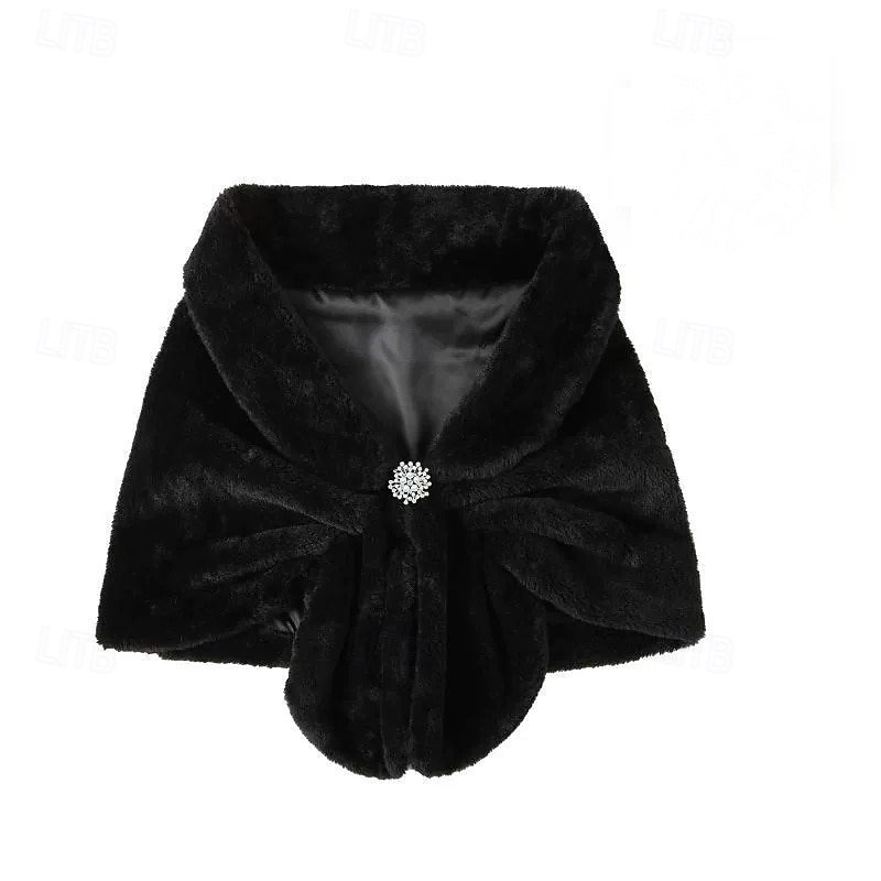 Shrug Elegant Vintage Half Sleeve Faux Fur Wedding Wraps With Pure Color For Wedding Spring4