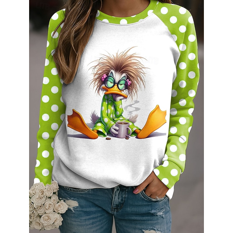 Women's Pullover Graphic Animal Casual Long Sleeve Crew Neck Regular Tops Casual Pink Red Green Spring Fall Winter
