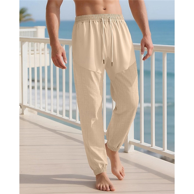 Men's Sweatpants Joggers Trousers Jacquard Drawstring Pocket Patchwork Comfort Sports Outdoor Daily Fashion Casual Black White Micro-elastic