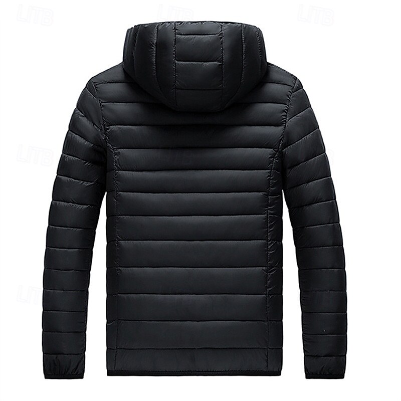 Men's Winter Coat Puffer Jacket Padded Jacket Pocket Polyster Vacation Daily Wear Date Regular Fashion Casual Comfortable Thermal Warm Winter Solid / Plain Color Dark Grey Black Yellow Red Puffer3