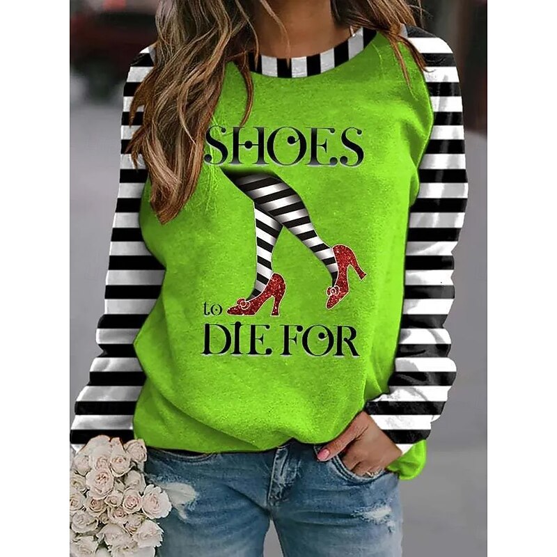 Halloween Women's Pullover Sweatshirt Witch Graphic Fashion Casual Long Sleeve Crew Neck Regular Tops Street Dailywear Print Black Yellow Orange Green Fall Winter2